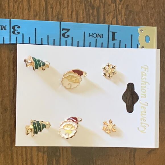 Christmas Stud earrings Set of three - Snowflake, Santa & Christmas Tree New - Picture 5 of 5